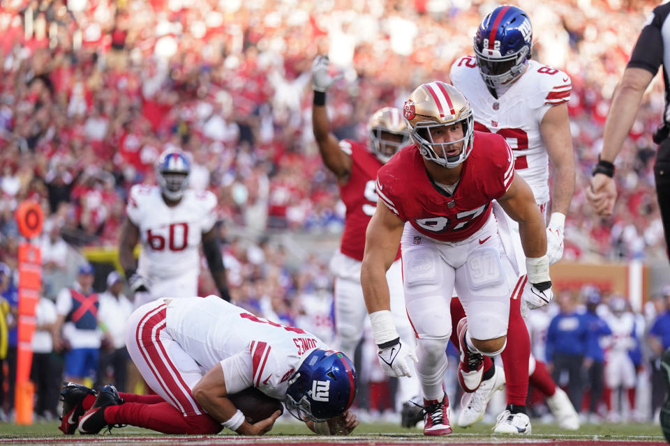 The Giants once again aren't on the level of Nick Bosa (97) and the 49ers, or the other elite teams in the NFC. (Cary Edmondson/USA TODAY Sports)