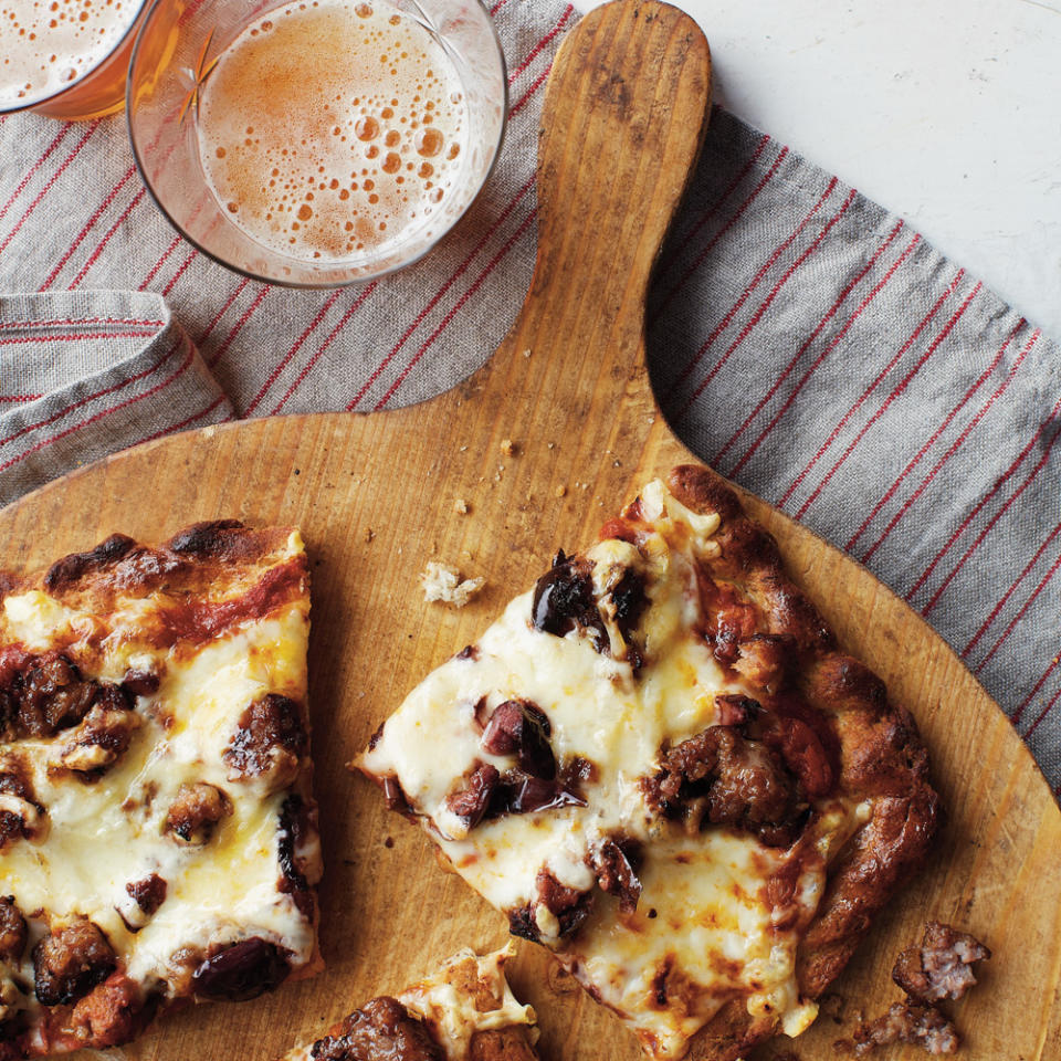 Sausage and Black Olive Pizza