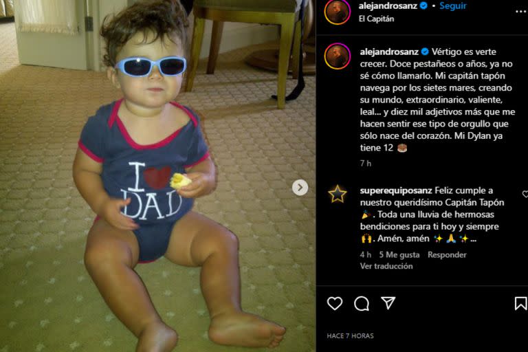 Alejandro Sanz le dedicó sentidas palabras a su hijo (Foto Instagram @alejandrosanz)