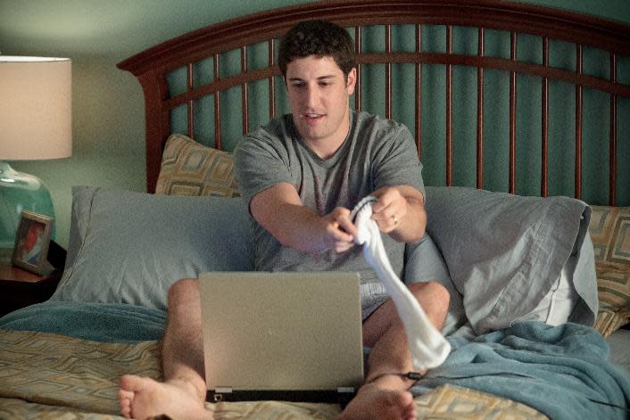 In this image released by Universal Pictures, Jason Biggs is shown in a scene from "American Reunion". (AP Photo/Universal Pictures, Hopper Stone)