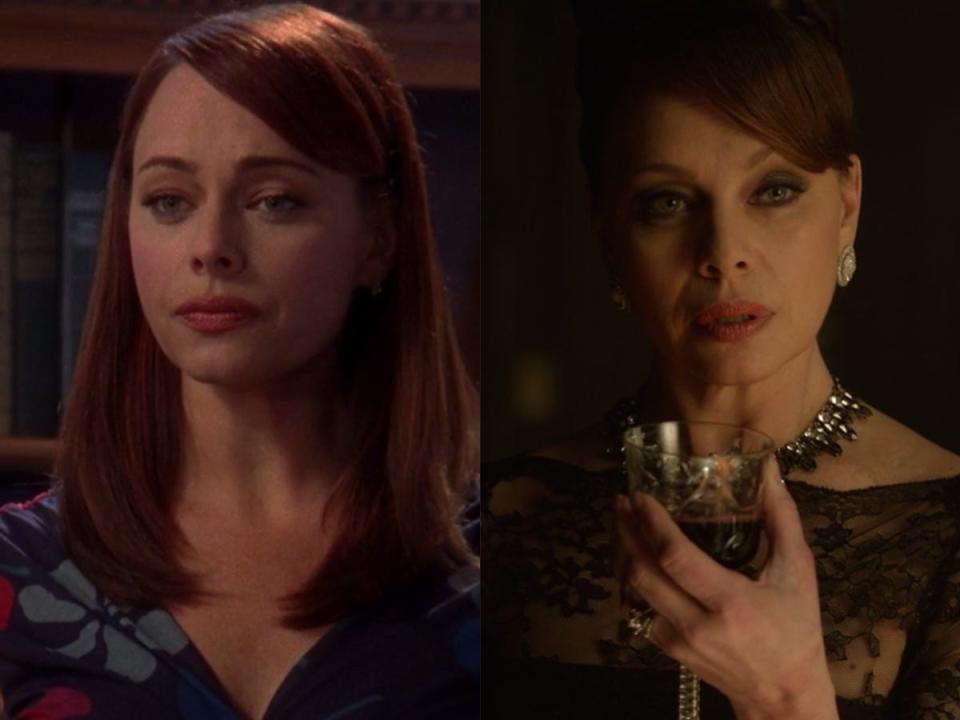 On the left: Melinda Clarke on "The O.C." On the right: Clarke on "Gotham."