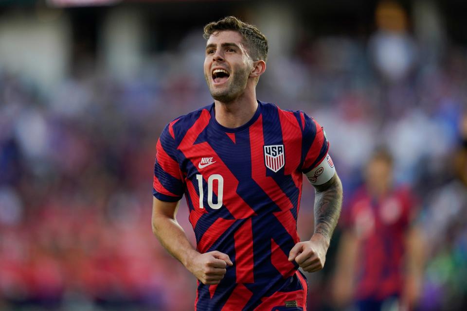 Christian Pulisic reacts during the USMNT's win over Panama in a World Cup qualifier.