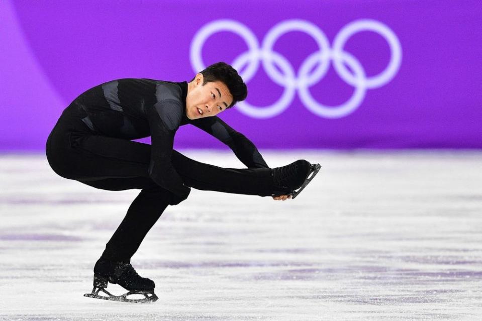 Nathan Chen performing his short program at the team figure skating event in the 2018 Winter Olymipcs