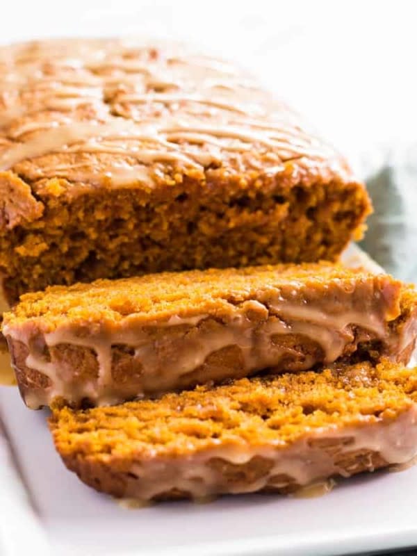 <p>Spoonful of Flavor</p><p>Drizzled with a simple maple glaze, each slice of this pumpkin bread is so delicious. Best of all, it requires only 15 minutes of prep before baking in the oven! </p><p><strong>Get the recipe: <em><a href="https://www.spoonfulofflavor.com/maple-pumpkin-bread/" rel="nofollow noopener" target="_blank" data-ylk="slk:Pumpkin Bread with Maple Glaze;elm:context_link;itc:0;sec:content-canvas" class="link ">Pumpkin Bread with Maple Glaze</a></em></strong></p>