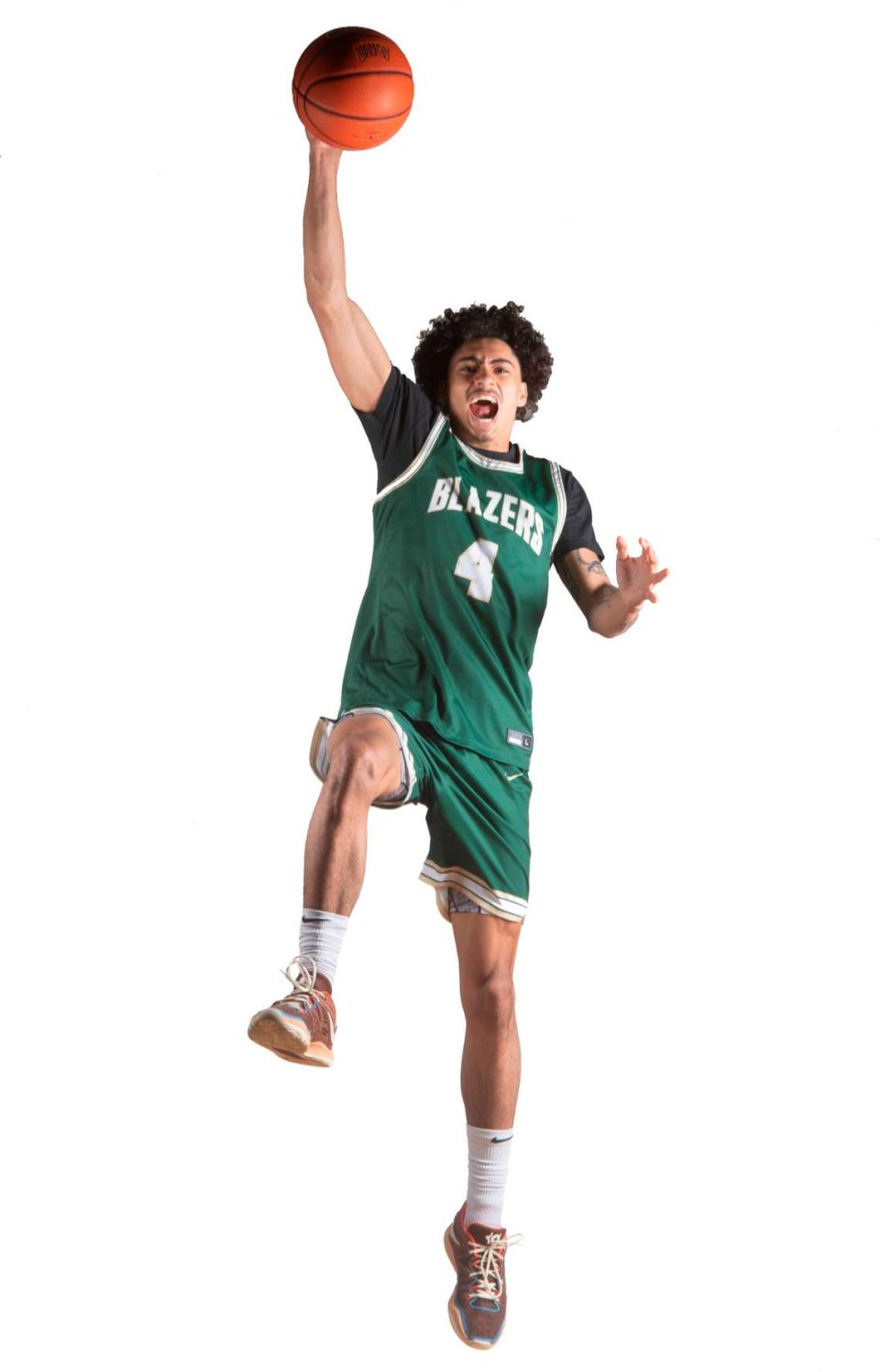 Timberline senior Brooklyn Hicks is one of six players named to The News Tribune’s All Area Boys Basketball Team. He is photographed at Curtis High School in University Place, Washington, on Saturday, March 11, 2023.