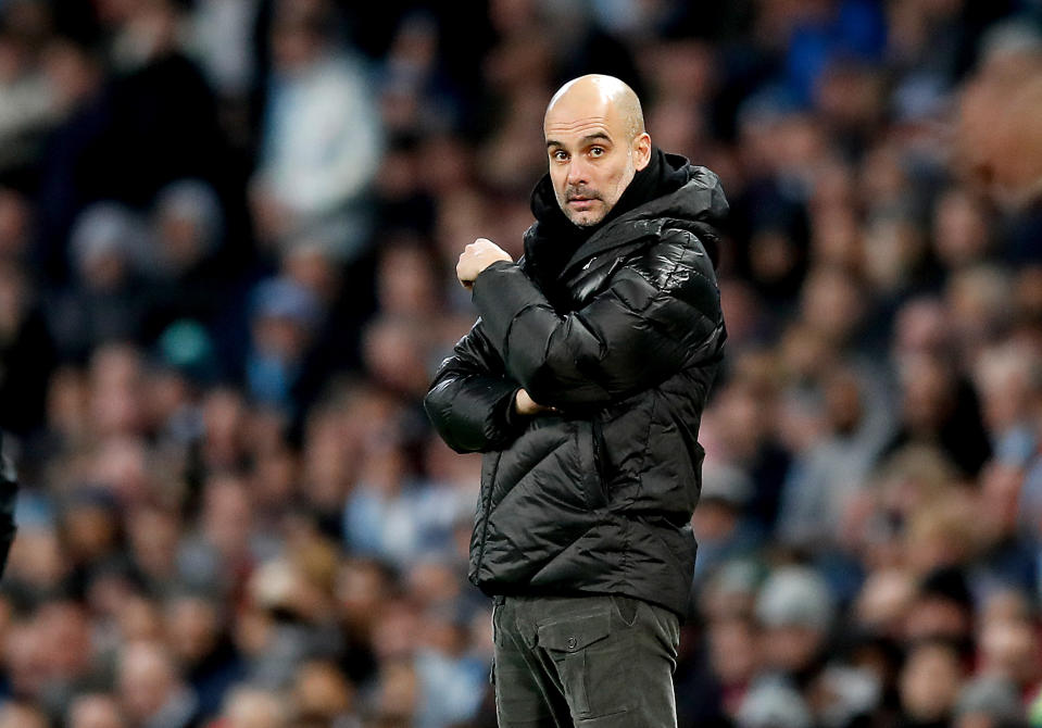 Manchester City manager Pep Guardiola on the touchline during the Premier League match at the Etihad Stadium, Manchester.