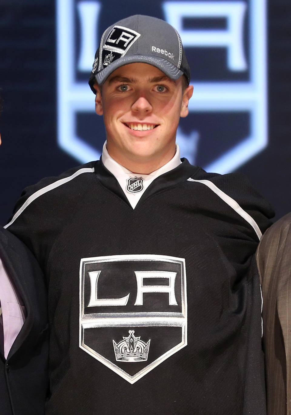 PITTSBURGH, PA - JUNE 22: Tanner Pearson, 30th overall pick by the Los Angeles Kings, poses on stage during Round One of the 2012 NHL Entry Draft at Consol Energy Center on June 22, 2012 in Pittsburgh, Pennsylvania. (Photo by Bruce Bennett/Getty Images)