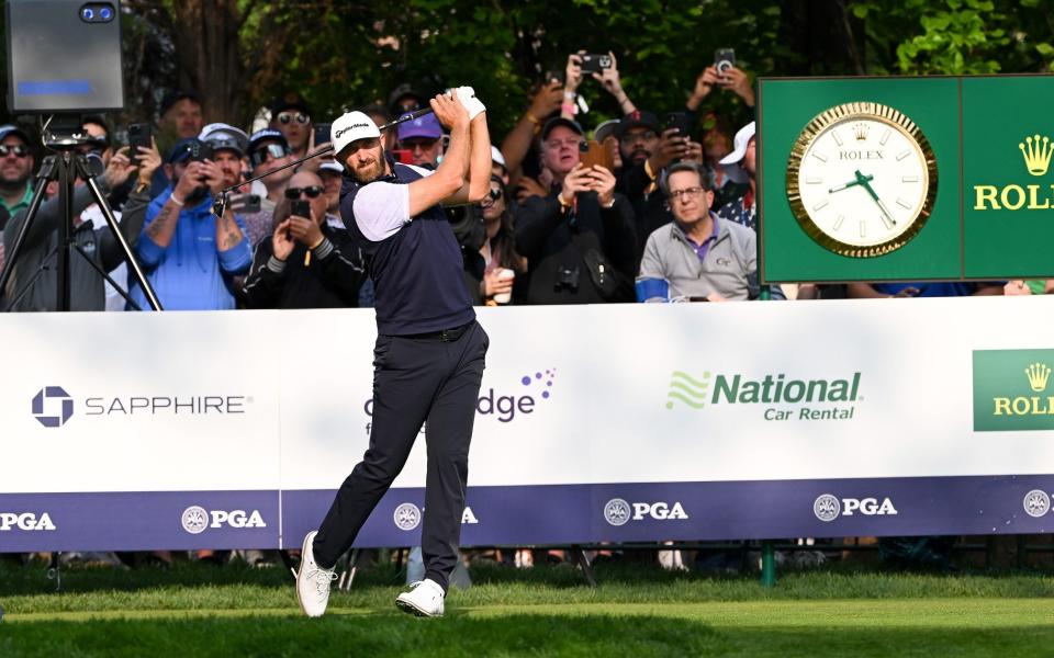 Dustin Johnson of the United States tees off during the second round of the 2023 PGA Championship at Oak Hill Country Club on May 19, 2023 in Rochester, New York - Ross Kinnaird/Getty Images