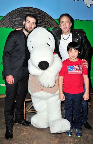 <p>Jerod Harris/Getty </p> Nicolas Cage and sons Weston and Kal-El in 2015