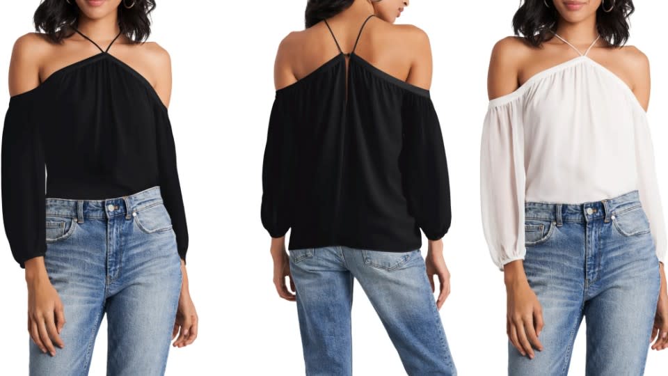 1. STATE Off the Shoulder Sheer Chiffon Blouse -Nordstrom, $47 (originally $79)