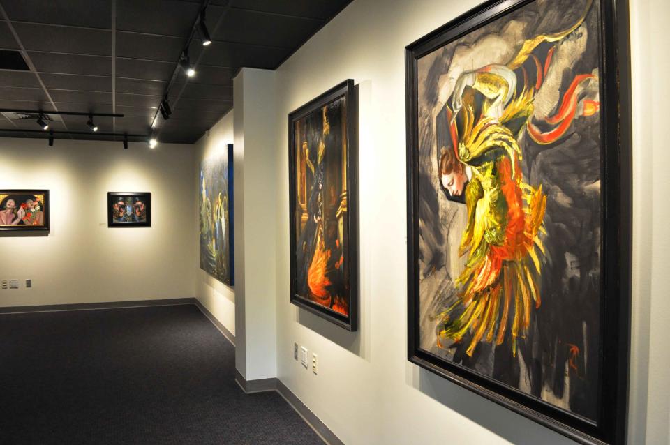 Carrie Ann Baade's work at "The Surreal Imagining" exhibit running through Dec. 7, 2023, at TCC Fine Art Gallery.