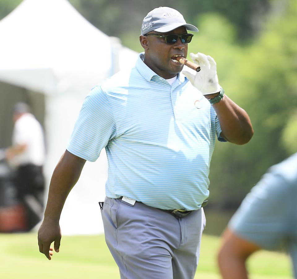 Golfers at the BMW Charity Pro-Am hit Spartanburg's Carolina Country Club on June 9, 2022. Here, Sterling Sharpe (NFL/USC) makes his way down the course.