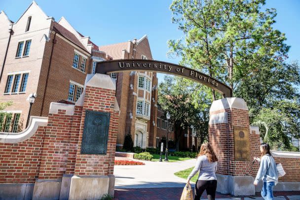 PHOTO: In this Oct. 17, 2017, file photo, the University of Florida campus entrance is shown in Gainesville, Fla. (UIG via GettY Images, FILE)