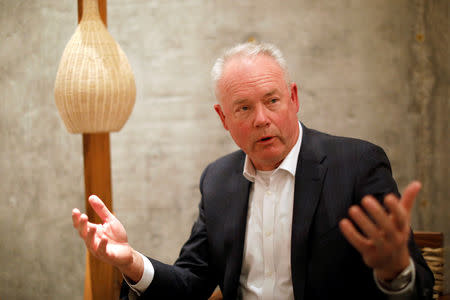 Starbucks CEO Kevin Johnson, gestures during an during an interview with Reuters in Mexico City Mexico February 7, 2019. REUTERS/ Carlos Jasso