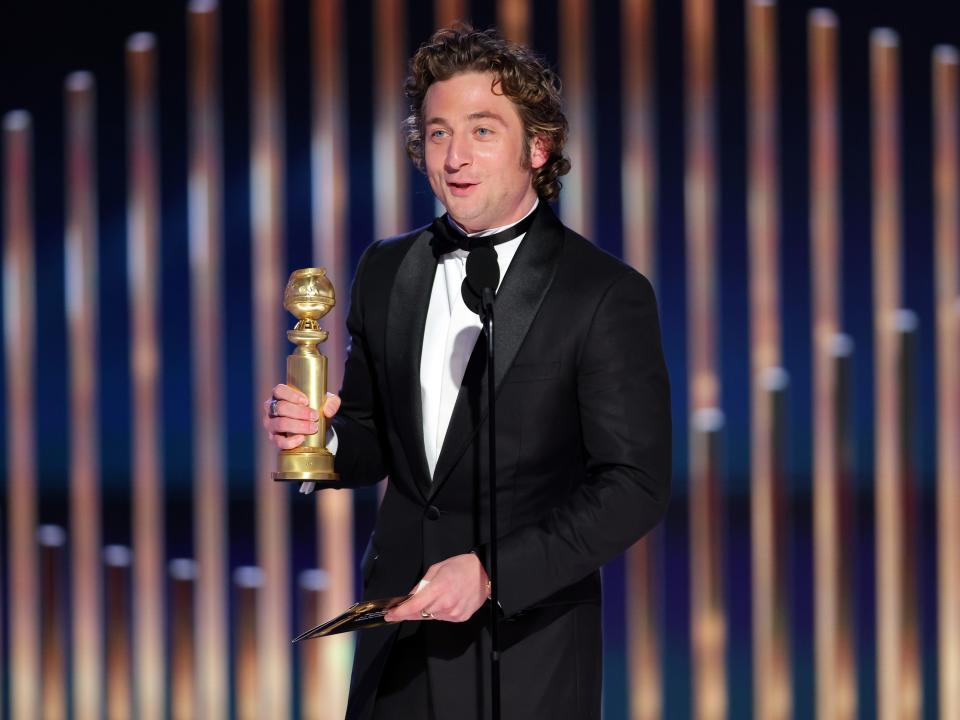 Jeremy Allen White accepts the Best Actor in a Television Series  Musical or Comedy award for "The Bear".