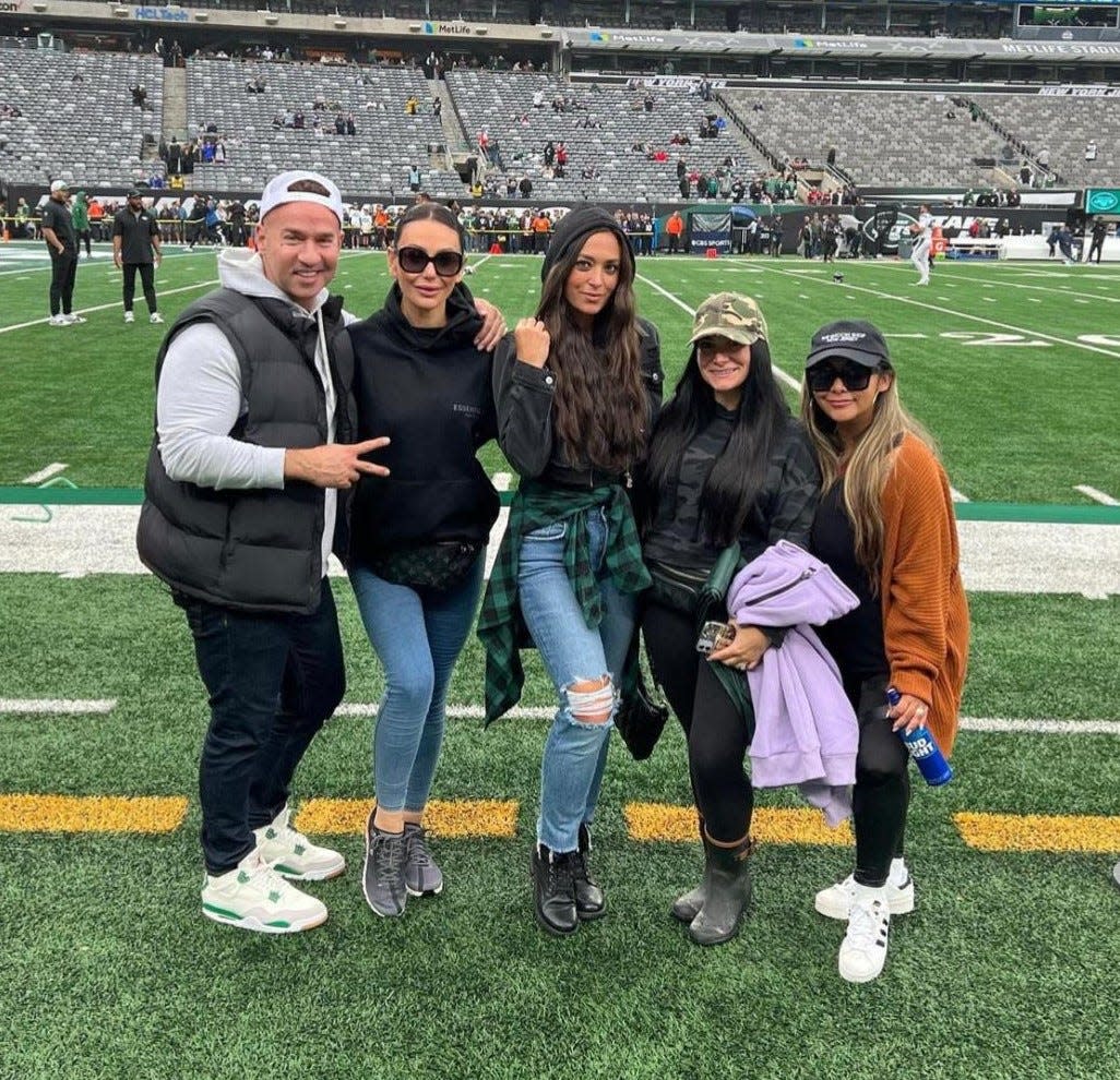 Cast members of "Jersey Shore Family Vacation" at the Sept. 24 New York Jets vs. New England Patriots game at MetLife Stadium in East Rutherford.