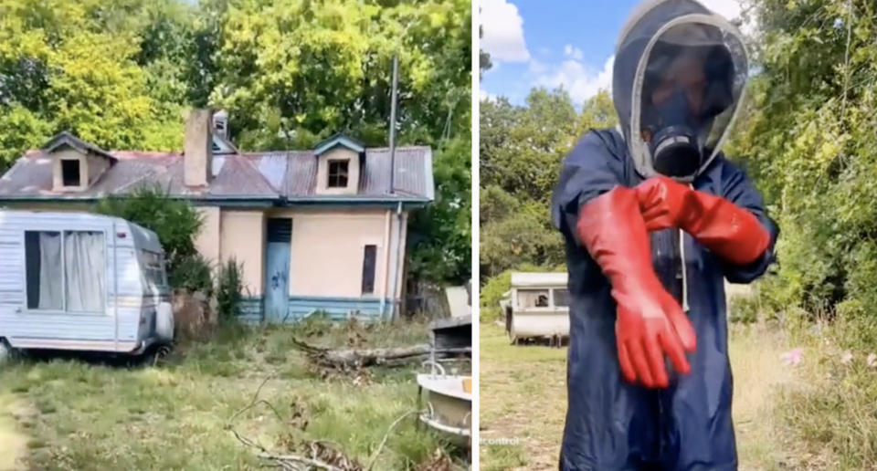 Dale Armel from DAP Pest Control says the nest in the abandoned Melbourne home is the biggest he has ever seen. Source: TikTok/DAP Pest Control