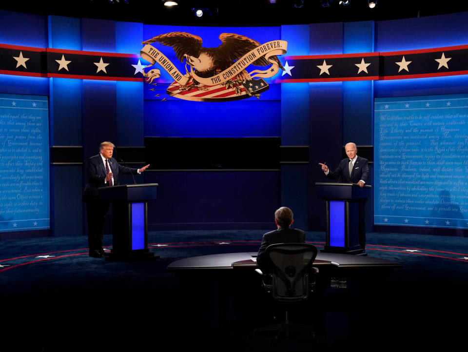 El presidente Trump y Joseph R. Biden Jr. se enfrentaron en el primer debate presidencial el martes 29 de septiembre por la noche en Cleveland. (Doug Mills/The New York Times)