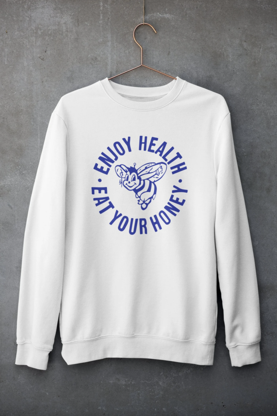 Enjoy Your Honey Sweatshirt in white and blue (Photo via Etsy)