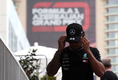 Formula One F1 - Azerbaijan Grand Prix - Baku City Circuit, Baku, Azerbaijan - April 25, 2019 Mercedes' Lewis Hamilton REUTERS/Anton Vaganov