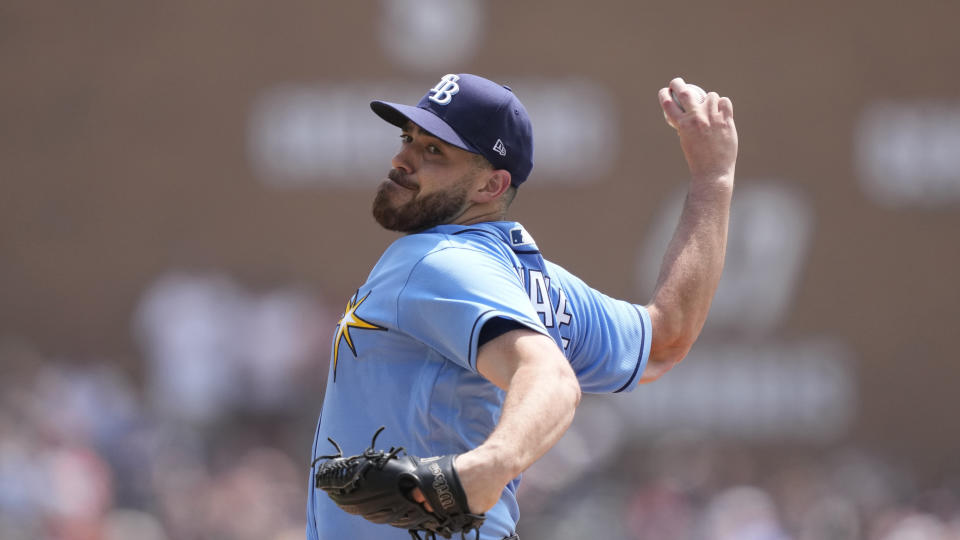 The Tampa Bay Rays traded for Aaron Civale ahead of the deadline in what could prove to be a very important addition to a pitching staff dealing with injuries. (AP Photo/Carlos Osorio)