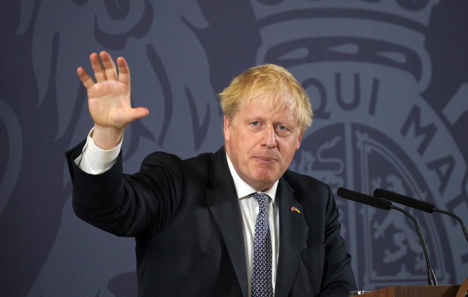 Prime Minister Boris Johnson during his speech at Blackpool (PA) (PA Wire)