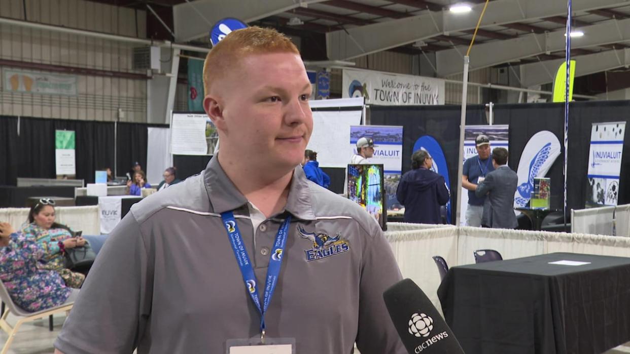 Ethan Soltys is the special projects and events co-ordinator with the Town of Inuvik, N.W.T. The town is hosting the annual Arctic Development Expo this week.  (Dez Loreen/CBC - image credit)