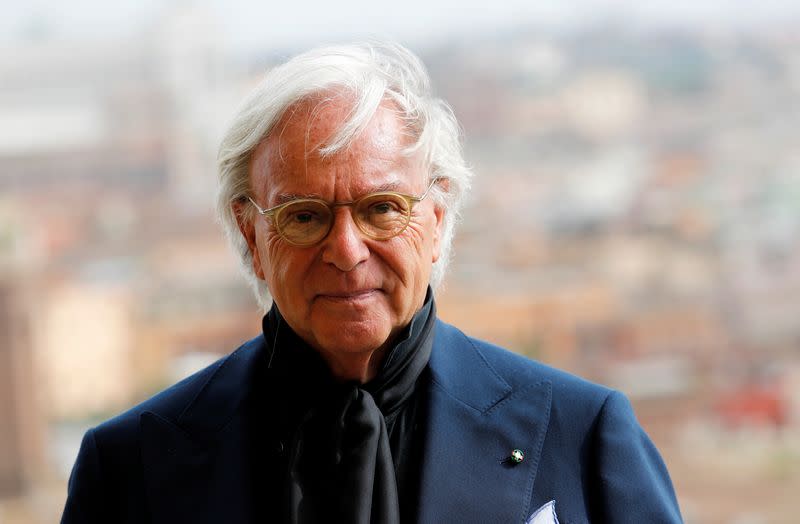 Tod's Chairman Della Valle gestures during an interview in Rome