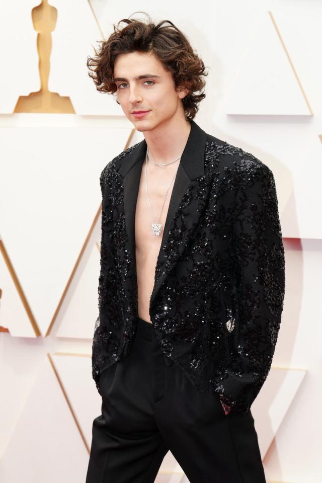 Oscars 2022: Timothée Chalamet Shows Up Shirtless in Cartier – StyleCaster