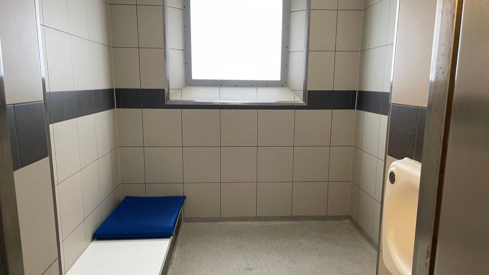 A cell at the custody suite in Quedgeley