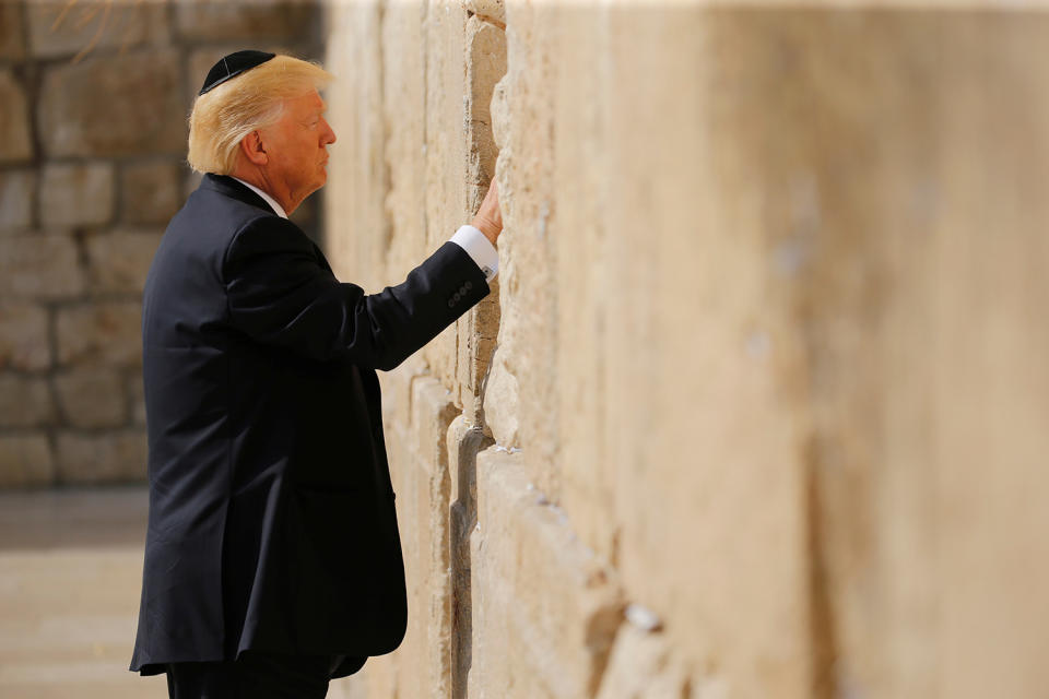 President Trump touches the Western Wall