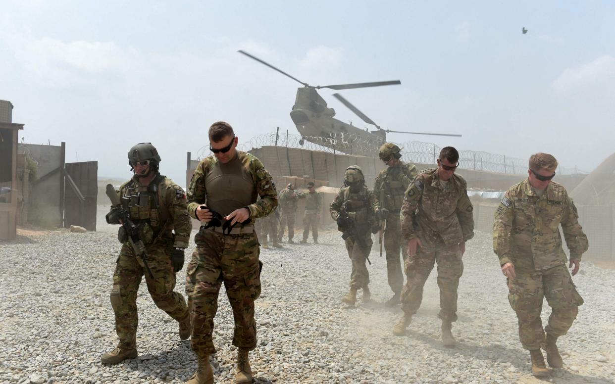 US army soldiers at coalition force Forward Operating Base (FOB) Connelly in the Khogyani district in the eastern province of Nangarhar - AFP