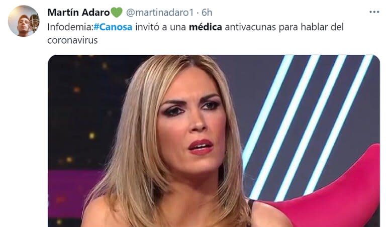 Viviana Canosa recibió el repudio de cientos de usuarios de Twitter tras sus dichos sobre los médicos