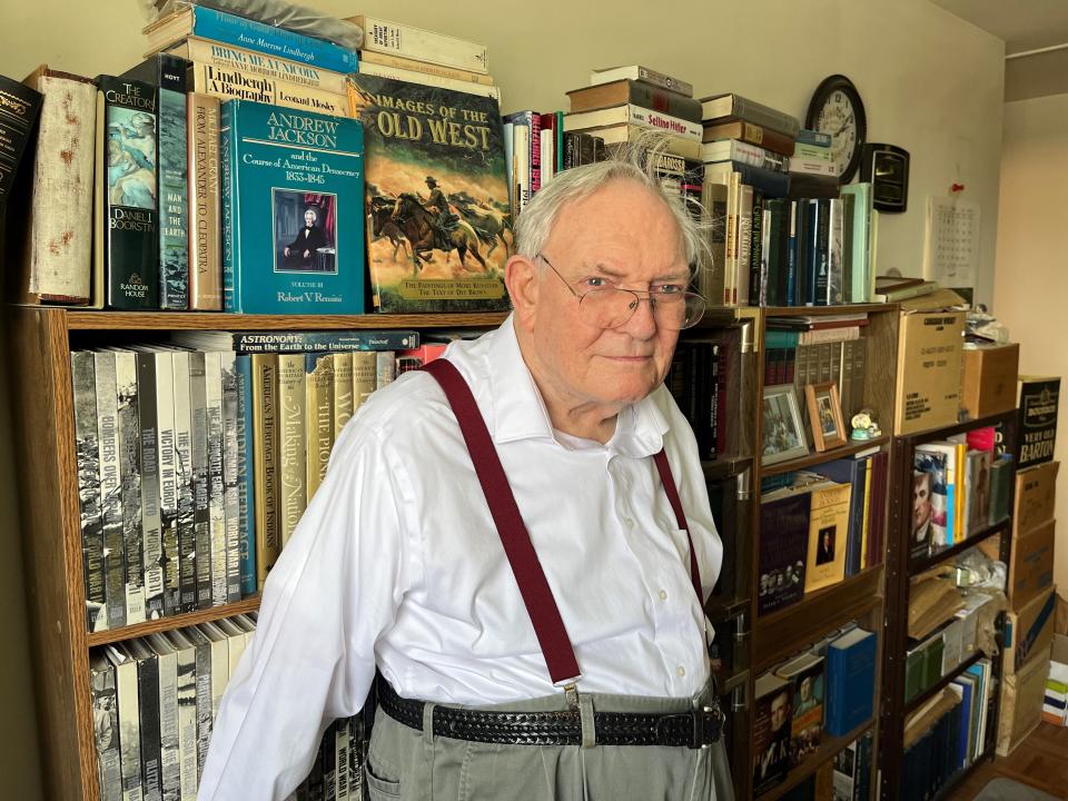 Theodore “Ted” Baehr Jr. is shown at his history book-lined apartment in Fort Sanders on June 1, 2023. He recently retired as an assistant reference librarian at the McClung Historical Collection after a record 46 years.
