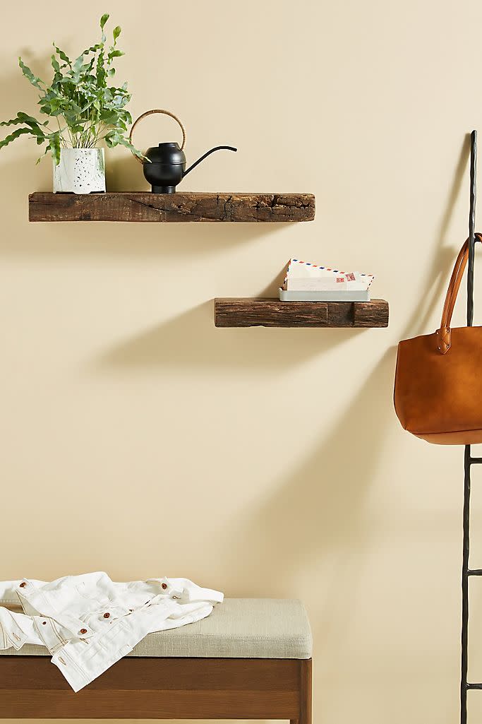 Reclaimed wood shelves are a textural treat. (Photo: Anthropologie)