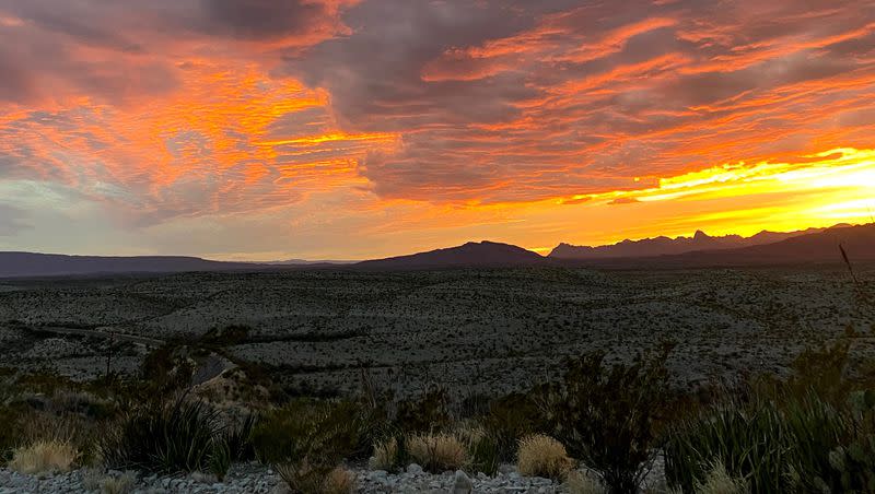 The sun sets over Big Bend National Park on Mar. 1, 2021. Big Bend is one of the largest national parks geographically in the U.S.