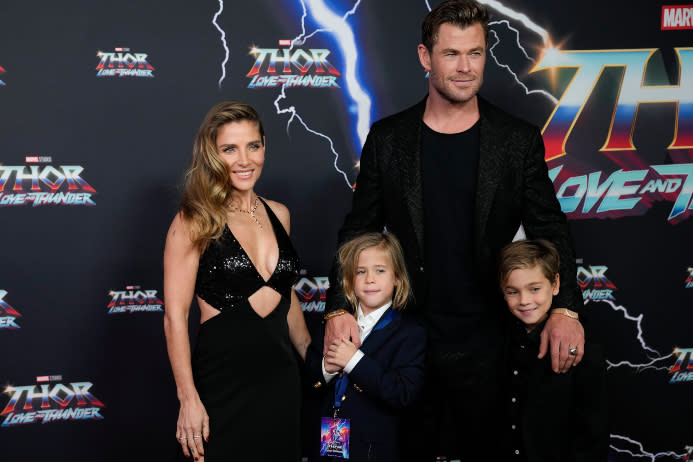 Chris Hemsworth, Elsa Pataky, Tristan Hemsworth, Sasha Hemsworth - Credit: AP Photo/Mark Baker.