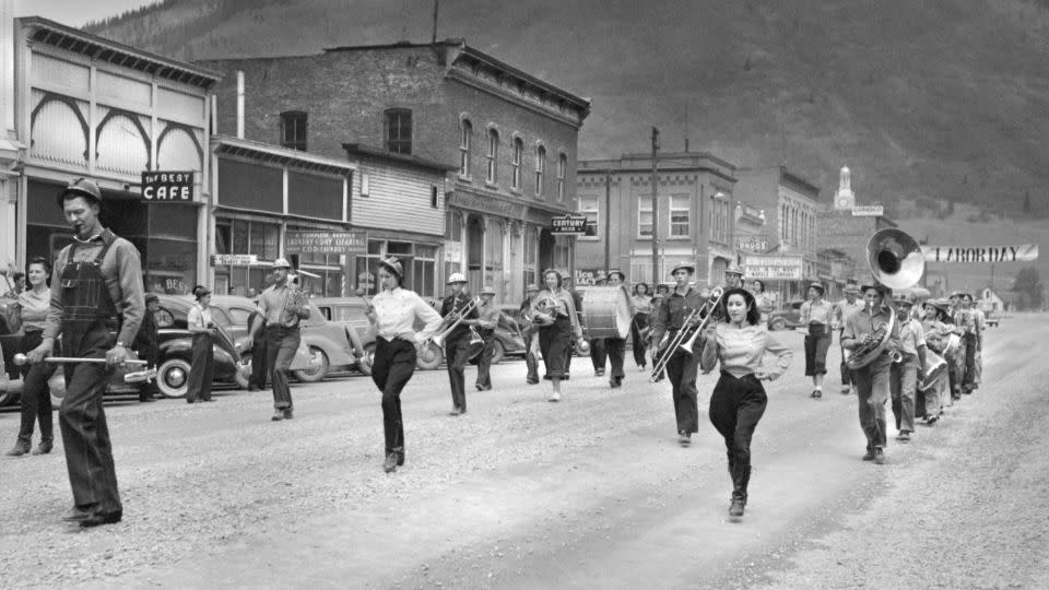 A marching band at the Labor Day Parade in Silverton, Colorado, in September 1940. - Universal History Archive/Universal Images Group/Getty Images