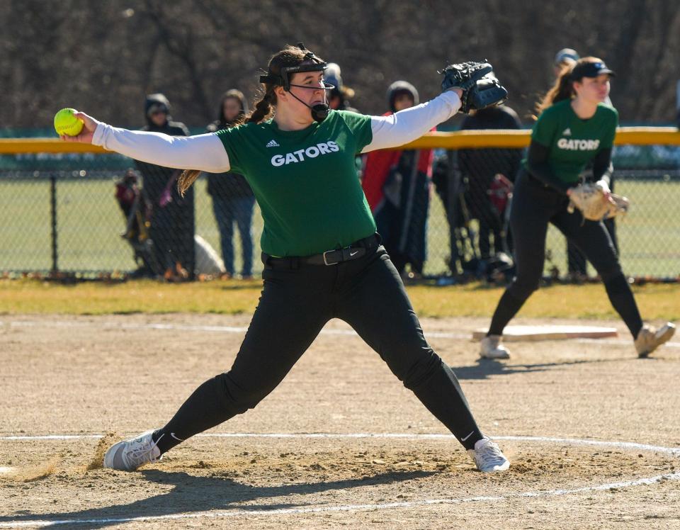 Grafton’s Taylor Coonan pitches against Shepherd Hill early this season.