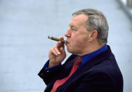 LONDON - AUGUST 26: Terence Conran poses for a portrait at Butlers Wharf in London, England on August 26, 1992. (Photo by David Levenson/Getty Images)