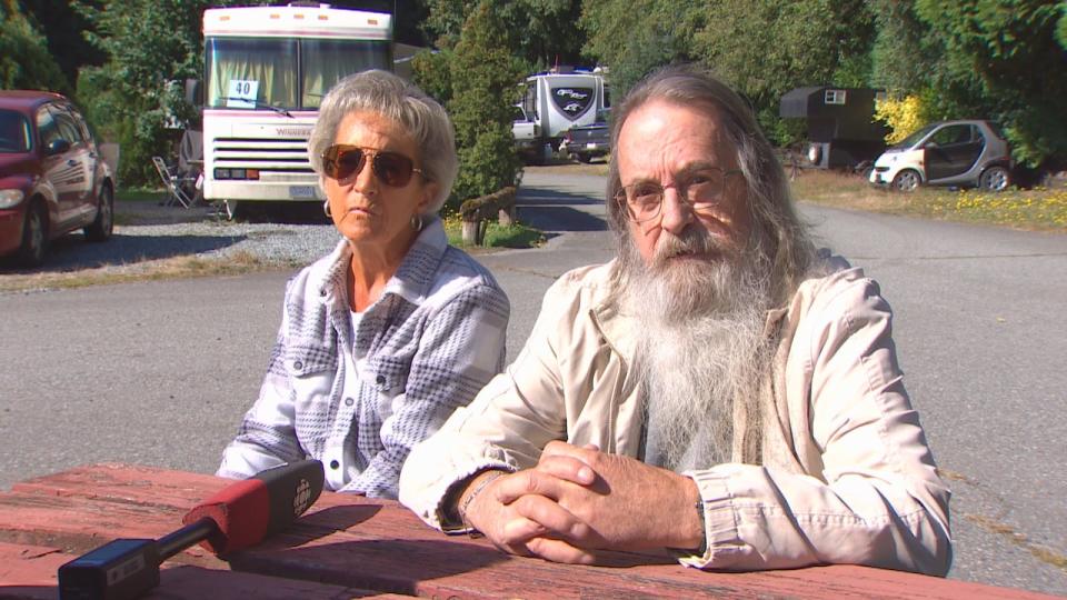 Terence Haeber with his sister Lori Summer. Haeber says he's been living at the park for seven years. Summer helped him file a dispute resolution to the RTB, and they are waiting for the decision.  