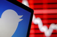 The Twitter logo is shown on an LCD screen in front of a displayed stock graph in central Bosnian town of Zenica, Bosnia and Herzegovina, in this April 29, 2015 photo illustration. REUTERS/Dado Ruvic