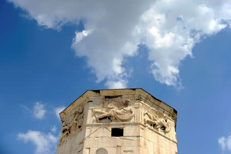 The upper part of theTower of Winds, open to the public for the first time in more than 200 years after being restored, in the Roman Agora, in Plaka, central Athens, Greece, August 23, 2016. Picture taken August 23, 2016. REUTERS/Michalis Karagiannis