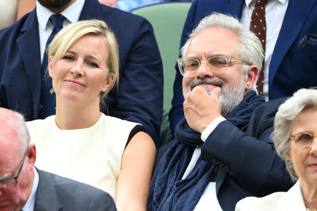 <p>Karwai Tang/WireImage</p> Sam Mendes and Alison Balsom at Wimbledon