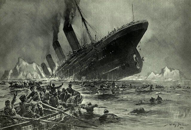 El Titanic se hundió tras chocar con un iceberg en el Océano Atlántico Norte el 15 de abril del año bisiesto de 1912. Murieron unas 1.500 personas de las 2.224 que iban en el barco entre pasajeros y tripulación (Imagen: Wikimedia Commons).