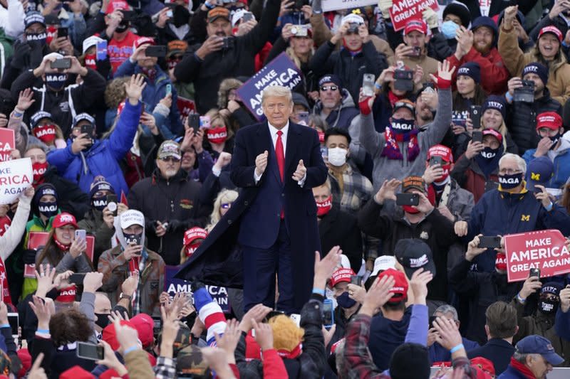 President Donald Trump at a rally in Michigan (AP)