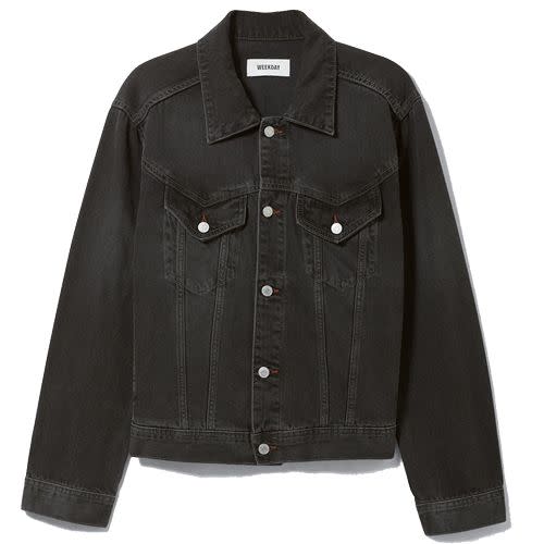 <p><a class="link " href="https://www.weekday.com/en_gbp/men/jackets-coats/product.michael-denim-trucker-jacket-black.1094951001.html?gclid=CjwKCAjw_MqgBhAGEiwAnYOAektwdpTVW9x3nd_VLr734ynzNOrJed7HAPz1Ked7HRNd3_fLl3xw9BoCNqsQAvD_BwE" rel="nofollow noopener" target="_blank" data-ylk="slk:SHOP;elm:context_link;itc:0;sec:content-canvas">SHOP</a></p><p>Want something semi-edgy? Weekday’s relaxed-fit black denim jacket sits somewhere between Manchester’s Northern Quarter and Camden Market. </p><p>£57; <a href="https://www.weekday.com/en_gbp/men/jackets-coats/product.michael-denim-trucker-jacket-black.1094951001.html?gclid=CjwKCAjw_MqgBhAGEiwAnYOAektwdpTVW9x3nd_VLr734ynzNOrJed7HAPz1Ked7HRNd3_fLl3xw9BoCNqsQAvD_BwE" rel="nofollow noopener" target="_blank" data-ylk="slk:weekday.com;elm:context_link;itc:0;sec:content-canvas" class="link ">weekday.com</a></p>