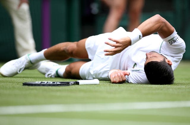 Novak Djokovic takes a tumble