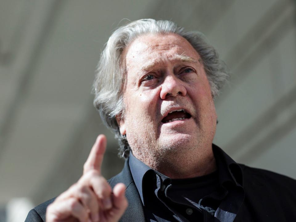 A head and shoulders view of Steve Bannon outside of the E. Barrett Prettyman U.S. Courthouse on June 15, 2022 in Washington, DC.