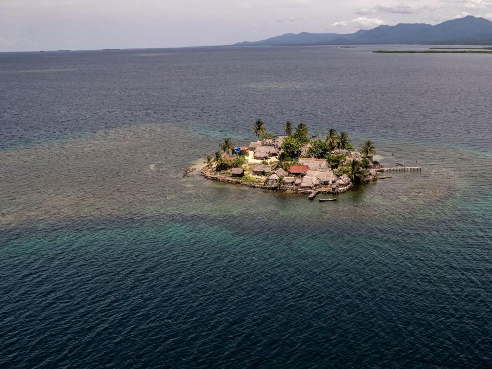 An aerial view of Nurdub, a tourist island near Carti Sugtupu.